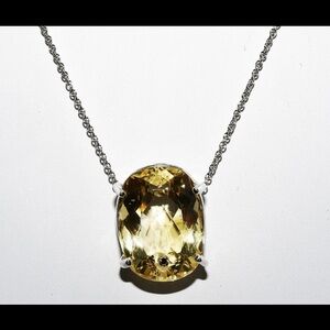 925 Silver/ 14K Gold 34.68CT Natural Citrine & Treated Diamond Necklace
